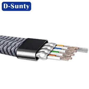 1M 2M 3M 5M Braided CAT8 FTP Flat Ethernet Cable Patch Cord 30AWG 7/0.1MM BC Cat8 Gold Plated Rj45 26awg Pure Copper Flat Wire