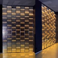 Modern Luxury Metal Room Divider Frame Glass Partitions With Light for Home Living Room Hotel Lobby Partition Design