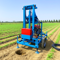 Foreuse de puits d'eau portable sur roues 100m 150m 200m avec moteur diesel 35HP et pompe à boue pour forage souterrain