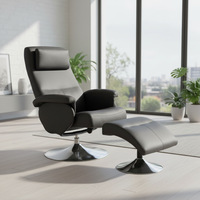 Fauteuil inclinable de style européen avec repose-pieds, design moderne, revêtement en cuir synthétique, structure métallique, vente en gros