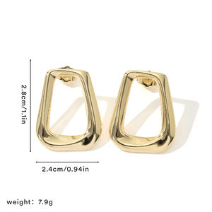 2025ใหม่ต่างหูบิดทรงเรขาคณิตชุบทองทองเหลือง14K ใหม่เครื่องประดับผู้หญิง - Product Image 4