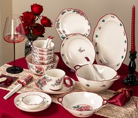 Cadeau de mariage, ensemble de vaisselle en céramique européenne vintage de luxe pour mariage, pendaison de crémaillère, bol, baguettes, plat, boîte cadeau pour la maison