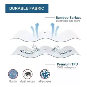 Protège-matelas imperméables en bambou, assortiment de couleurs unies, protège-lit lavable en machine, toutes saisons, pour adultes - Product Image 3