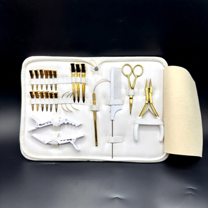 Gold White Hair Extension Tools Kit Set Including Micro Ring <b>Silicon</b> <b>Bead</b> Pliers Clips Scissors Loop Human Hair Extension Pliers - Product Image 1