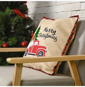 DAMAI Christmas Pillow Cover 48x48cm <b>Red</b> Truck Tree Design Home <b>Sofa</b> Decorative Cushion Cover Holiday Decoration - Product Image 2