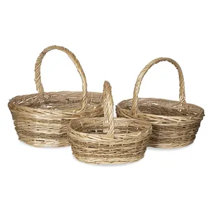 natural willow gift basket with handle folk art used for bathroom storage cosmetics storage
