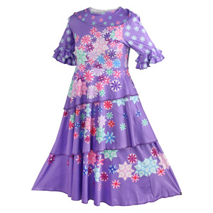 Robe de cosplay Isabella, imprimé floral violet, jupe à volants, costume pour enfants et adultes, tenue de festival pour jeux de rôle - Product Image 2