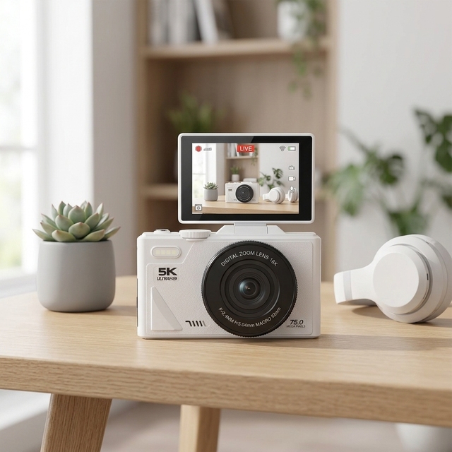 High  Quality W1 5K HD Digital Camera 75MP 18X Digital Zoom WiFi Video Recorder With Flip Screen