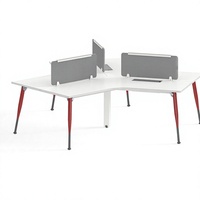Bureau de travail en forme de L en acier moderne, modulaire, pour 3 personnes, avec écran de confidentialité pour un bureau collaboratif