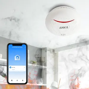 CE EN14604 Được Chứng Nhận Tuya Kết Nối Điện Thoại Di Động Appwifi Báo Động Khói Phát Hiện Khói Pin Lithium Tích Hợp Với Serv 10 Năm