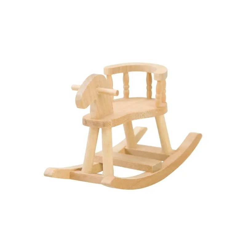 गुड़ियाघर लघु लकड़ी कमाल की कुर्सी लकड़ी के घोड़े कक्ष फर्नीचर बच्चों के खिलौने गहने सामान