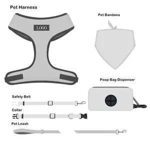 Perlengkapan Hewan Peliharaan Tali Anjing dan Kalung Harness, Set Dispenser Tas Kotoran, Tali Anjing dan Kerah Dapat Disesuaikan, Persediaan Kain OEM/ODM