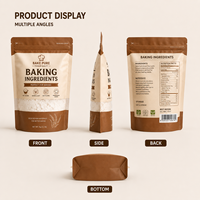 Sachet refermable réutilisable pour ingrédients de pâtisserie, idéal pour le stockage de poudres, mélanges de farine, fournitures de desserts et marques de boulangerie