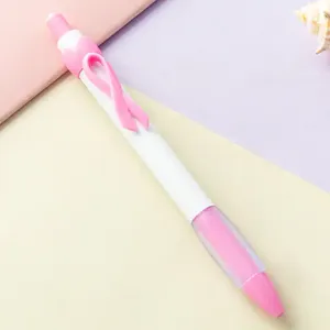 Bolígrafo de cinta retráctil multicolor para donaciones a la lucha contra el cáncer de mama, con logotipo personalizado, ideal para promoción sanitaria y regalos al por mayor. - Product Image 5