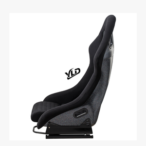 Siège baquet de course YLD personnalisé en fibre de verre avec <span class=keywords><strong>patchwork</strong></span> en daim et surpiqûres noires - Product Image 2