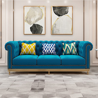 Ensemble de canapés Chesterfield en velours vert, style européen, moderne, modulaire, pour salon, luxe