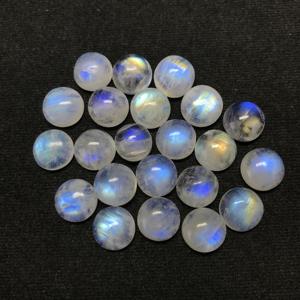 Piedra lunar de arcoíris natural, cabujón redondo de 10mm, piedras preciosas sueltas calibradas lisas, venta al por mayor, piedras sueltas con respaldo plano certificadas por IGI - Product Image 6