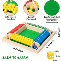 Shut The Box Jeu de dés 8 dés 4 joueurs Jeu de dés en bois Parfait pour les fêtes Facile à apprendre Version de table et jeu de société Pub