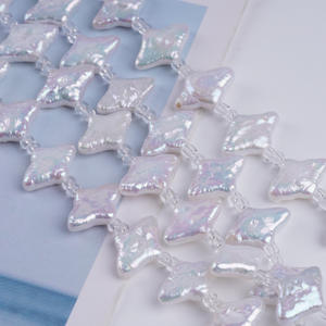 Perles d'eau douce naturelles blanches de 18 cm, forme carrée baroque, trou latéral, perles pour bijoux DIY, bracelet, boucles d'oreilles, accessoires, perles en vrac - Product Image 3