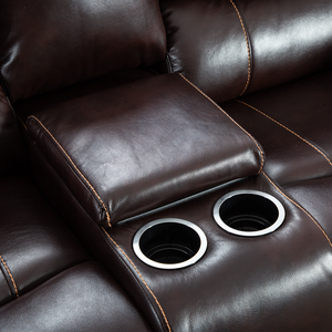 Sillón Reclinable Moderno CY con Estructura de Madera, Tapizado en Cuero Marrón, Sillón Individual Reclinable - Product Image 4