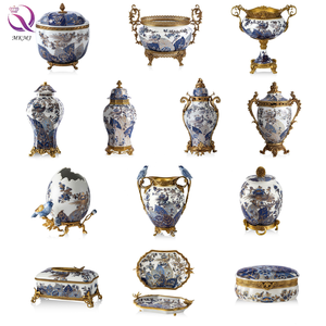 <span class=keywords><strong>Vase</strong></span> en <span class=keywords><strong>porcelaine</strong></span> antique vintage blanc et bleu avec poignée en laiton, pot <span class=keywords><strong>à</strong></span> gingembre en céramique avec couvercle pour décoration intérieure de luxe - Product Image 5