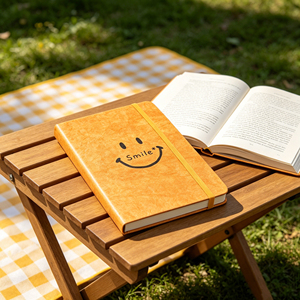 Cuaderno Vintage con Estampado de Sonrisa Naranja, Diario de Tapa Dura con Banda Elástica para Escribir y Planificar - Product Image 5