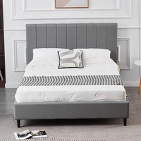 Juego de Muebles de Dormitorio de Lujo, Cama Doble, Queen Size, King Size, Plataforma Ahorradora de Espacio, Tapizada en Tela de Terciopelo