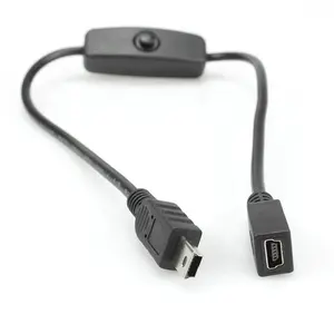 Cable de extensión MINI USB macho a hembra con interruptor para lámpara o ventilador
