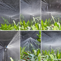 Kepala Semprot Irigasi Taman dengan Mikro Sprinkler pada Tiang Tanah, Selang Spiral, dan Konektor Berduri untuk Rumput, Bedeng Bunga, dan Rumah Kaca