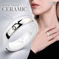 Bague en céramique blanche avec accent en zircon transparent en acier inoxydable, bijoux unisexes, cadeau de mariage, vente en gros, fournisseur OEM ODM personnalisé