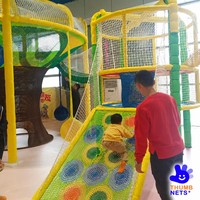 Structure de jeu intérieure en acier et tubes en nylon avec filet de sécurité, tour d'escalade, piscine à balles, pour centre commercial pour enfants, couleurs personnalisables