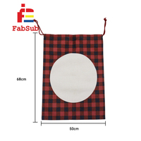Sacs de noël lin Buffalo Plaid cadeau sac vacances décoration cordon corde Sublimation blanc Santa sacs impression personnalisée