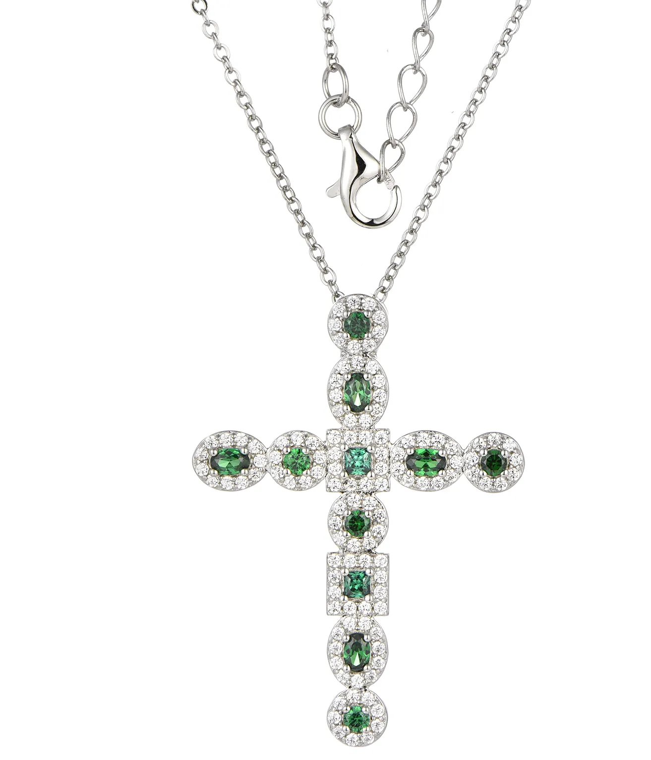 Tendance de la mode 925 bijoux en argent sterling couleur pierre précieuse Zircon dames croix collier mini croix pendentif colliers