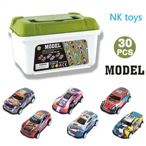 JinYing 30 buah mobil kecil Aloi mini untuk anak-anak set mainan mobil tarik mundur logam cor die-cast dengan kotak penyimpanan mainan anak laki-laki