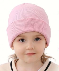 Vente en gros en stock – Bonnets tricotés automne-hiver pour garçons et filles, avec logo personnalisé, couleur unie, pour enfants et bébés, bonnets chauds - Product Image 1