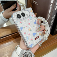 Coque de protection intégrale antichoc en PC transparent effet cristal avec motif papillon pour iPhone Duo 18 Fold avec bracelet (modèle 2026)