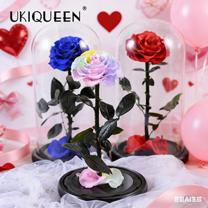 Wholesale <b>Valentine</b> Day Gifts Preserved Rose in Glass Gift <b>Box</b> Preserved Forever Roses Flowers in Glass Dome - Product Image 6