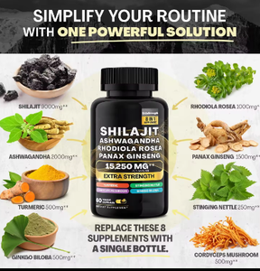 Diskon besar kapsul Shilajit murni Himalaya murni Met Ashwagandha Panax <span class=keywords><strong>Ginseng</strong></span> penguat energi 60 Hitungan - Product Image 2
