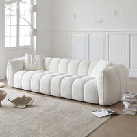 Canapé droit sans cadre en mousse compressée, style citrouille, 220 cm, couleur crème, pour petit appartement, salon, fauteuil lounge