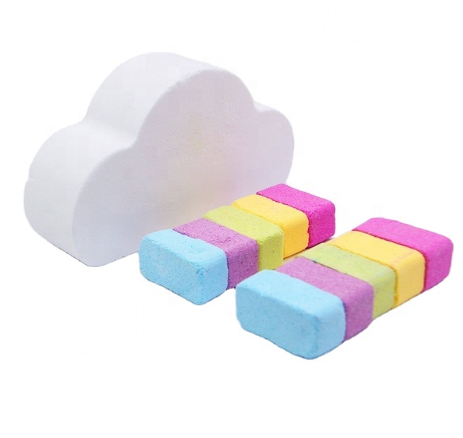 Бомбочки для ванны, подарочный набор, натуральные ингредиенты, Радужные облака, многоцветные пузырьки, радужные Бомбочки для ванны, бомбочка для ванны для душа