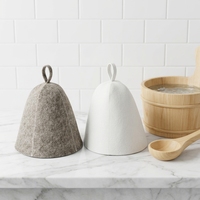 Chapeau de Sauna en Feutre 100% Laine Brodé sur Mesure de Luxe, Doux, avec Cintre pour la Protection du Cuir Chevelu et Anti-Surchauffe pour Bain de Vapeur - Vente en Gros