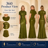 Robe de soirée de luxe en sequins olive pour femme, robe moulante sirène maxi, tenue de soirée formelle