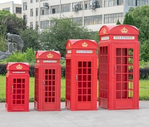 Style européen britannique Antique fer Art rouge cabine téléphonique grand extérieur décoratif Vintage artisanat - Product Image 5