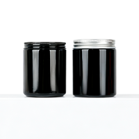 Pot à large ouverture en PET noir de 230 ml et 250 ml avec couvercle à vis en aluminium, récipient en plastique de qualité alimentaire pour poudre de complément alimentaire, crème cosmétique