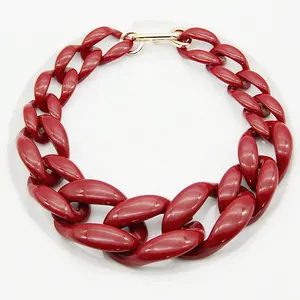 Short Chunky Twist Solid Color Resin Cuban Chain Necklace Acrylic Link Chain Necklaces For Women