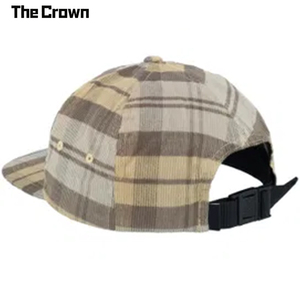 Custom Logo 6 Panel Structured <b>Flat</b> Brim <b>Cap</b> Wholesale Bulk Plaid Checkered Hat With Golden Crown Manufacturer - Product Image 3
