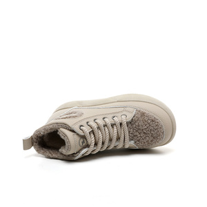 Nouvelles Bottes Mi-Mollet en PU Chaudes 2026 avec Pompons, à Lacets, Semelle Épaisse, Imperméables, Chaussures Décontractées en Peluche pour Étudiants, Hiver - Product Image 3