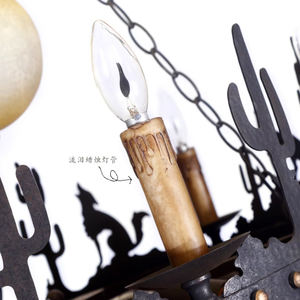 Lámpara de araña con cabeza de <span class=keywords><strong>Lobo</strong></span>, lámpara colgante con motivo de asta de estilo nórdico, decoración para Bar, cafetería, tienda, lámpara colgante de capa, vela - Product Image 4