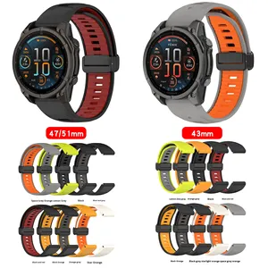 Bracelet <span class=keywords><strong>de</strong></span> <span class=keywords><strong>montre</strong></span> en silicone à boucle à pression <span class=keywords><strong>QuickFit</strong></span> bicolore pour Garmin Fenix 8 Solar 7S 7X 7 5X 5 5S 945 965 Epix Gen 2 - Product Image 3