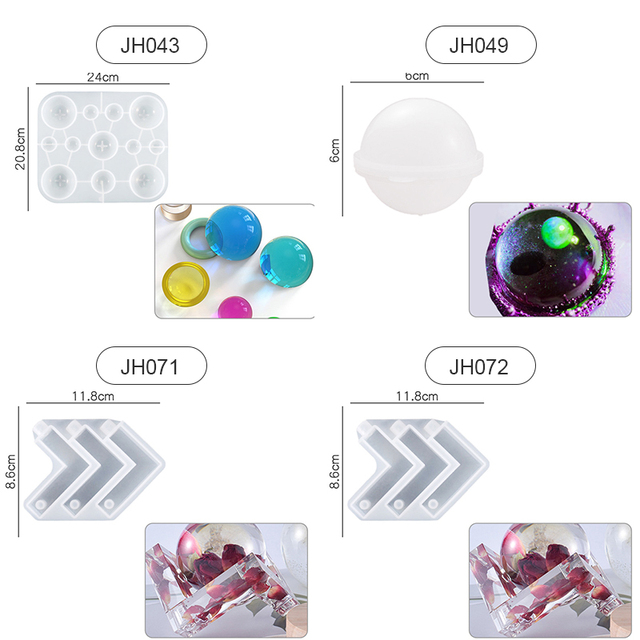 AINIKA 3D Silicone Mold DIY Resin Crystal Ball Shape Eco-Friendly High Quality Multiple Sizes Epoxy Resin with Holder